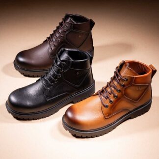 حذاء هاف بوت جلد طبيعي رجالي - Half Boat For Men J1